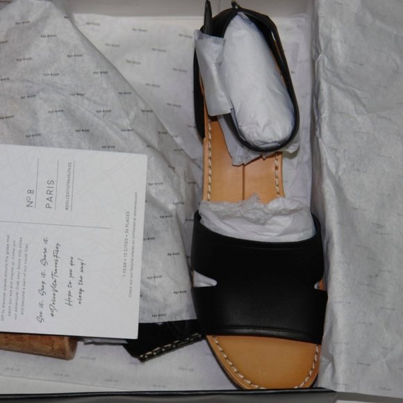 NEW Dolce Vita Linda Leather Cork Sandals Black 9 - Picture 3 of 4